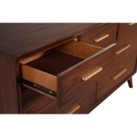 60 Inch Wooden Dresser with 7 Drawers, Brown