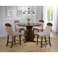 Acme Maurice Wooden Round Counter Height Dining Table In Oak