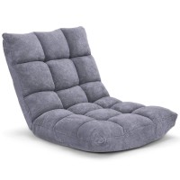 S AFSTAR Adjustable Padded Floor Chair, 14-Position, Elegant Gray, Foam and Coral Fleece