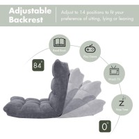 S AFSTAR Adjustable Padded Floor Chair, 14-Position, Elegant Gray, Foam and Coral Fleece