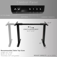 Vivo Electric Dual Motor Standing Desk Frame For 41 To 82 Inch Table Tops, Frame Only, Ergonomic Standing Height Adjustable Base With Push Button Memory Controller, Black, Desk-V122Eb