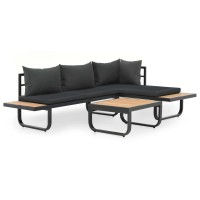 vidaXL 2 Piece Garden Corner Sofa Set with Cushions Aluminium WPC 44704