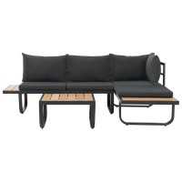 vidaXL 2 Piece Garden Corner Sofa Set with Cushions Aluminium WPC 44704