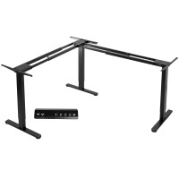 Vivo Electric Multi-Motor Height Adjustable Corner 3 Leg Standing Desk Frame, Frame Only, Sit Stand Ergonomic L Frame With Push Button Controller, Black, Desk-V123Eb