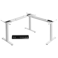 Vivo Electric Multi-Motor Height Adjustable Corner 3 Leg Standing Desk Frame, Frame Only, Sit Stand Ergonomic L Frame With Push Button Controller, White, Desk-V123Ew