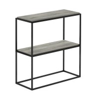 Furinno Moretti Modern Lifestyle Wide Stackable Shelf 2Tier French Oak Grey