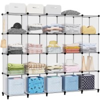 Homidec 20Cube Transparent Cube Storage Organizer Modular Storage Shelf With Hammer Cube Storage Bin Cabinet Closet Bookshelf