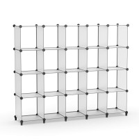 Homidec 20Cube Transparent Cube Storage Organizer Modular Storage Shelf With Hammer Cube Storage Bin Cabinet Closet Bookshelf