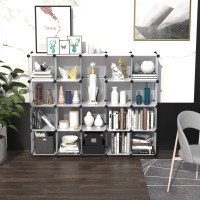 Homidec 20Cube Transparent Cube Storage Organizer Modular Storage Shelf With Hammer Cube Storage Bin Cabinet Closet Bookshelf