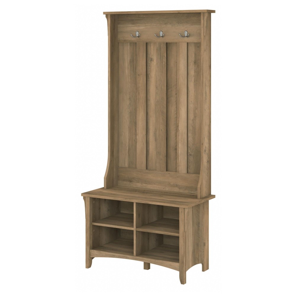 Bush Sas532Rcp03 Salinas Hall Tree With Shoe Storage Bench Reclaimed Pine