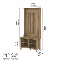 Bush Sas532Rcp03 Salinas Hall Tree With Shoe Storage Bench Reclaimed Pine