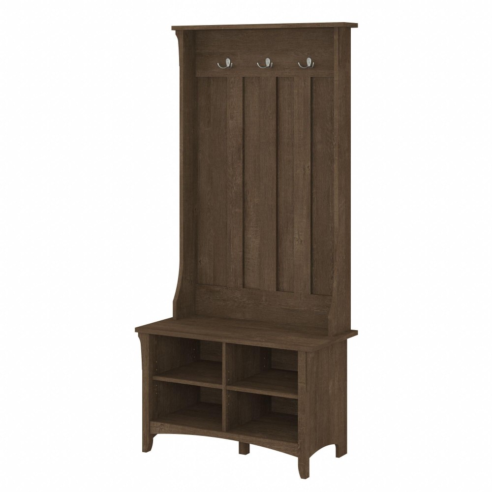 Bush Furniture Salinas Hall Tree With Shoe Storage Bench In Ash Brown