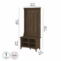 Bush Furniture Salinas Hall Tree With Shoe Storage Bench In Ash Brown