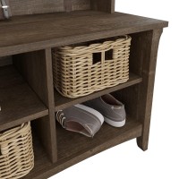 Bush Furniture Salinas Hall Tree With Shoe Storage Bench In Ash Brown