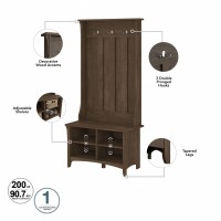 Bush Furniture Salinas Hall Tree With Shoe Storage Bench In Ash Brown