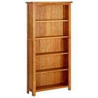 Vidaxl Bookshelf 5-Tier, Wooden Bookcase, Book Shelf Display Cabinet For Home Office Living Room Bedroom, Farmhouse Style, Solid Wood Oak