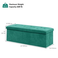 Yitahome 43 Inches Folding 120L Storage Ottoman Bench, Velvet Footrest With 35Mm High Elasticity Sponge Seat And Metal Frame For Sturdiness- Holds Upto 680 Lbs (Dark Teal)