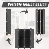 Fdw Room Divider Wood Screen 6 Panel Folding Portable Partition Screen Wood Mesh Woven Design Room Screen Divider Screen Wood Fo