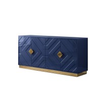 Best Master Furniture Babatunde 65 Wood Sideboard with Gold Accents in Navy