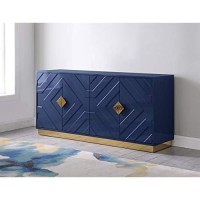 Best Master Furniture Babatunde 65 Wood Sideboard with Gold Accents in Navy