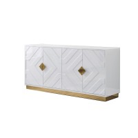 Best Master Furniture Babatunde 65 Wood Sideboard with Gold Accents in White