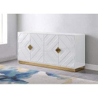 Best Master Furniture Babatunde 65 Wood Sideboard with Gold Accents in White