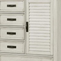 1 Shutter Door Wooden Chest with 4 Drawers, Antique White