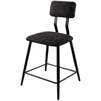 Benjara Fabric Counter Height Chairs With Angled Metal Legs, Set Of 2, Black