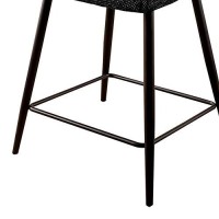 Benjara Fabric Counter Height Chairs With Angled Metal Legs, Set Of 2, Black