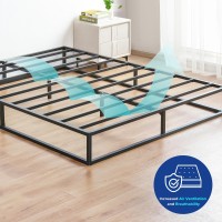 Olee Sleep 9 Inch Modern Metal Platform Bed Frame, Steel Slat Anti-Slip Support, Steel Mattress Foundation, No Box Spring Needed, Black, King Size