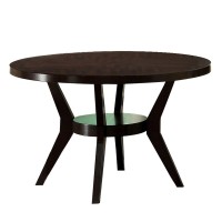 48 Modern Round Dining Table with Bottom Shelf, Brown