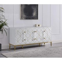 Best Master Furniture Iside 65 Modern Wood Sideboard with Gold Accents in White