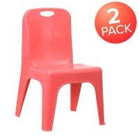 2 Pack Red Plastic Stackable School Chair With Carrying Handle And 11