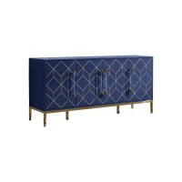 Best Master Furniture Iside 65 Modern Wood Sideboard with Gold Accents in Navy