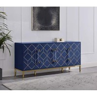 Best Master Furniture Iside 65 Modern Wood Sideboard with Gold Accents in Navy