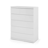 Homeroots 36 X 20 X 47 Gloss White Stainless Steel 5 Drawer Chest