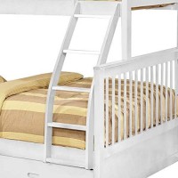 Benjara Mission Style Wooden Twin Over Full Bunk Bed With 2 Drawers, White