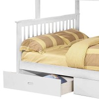 Benjara Mission Style Wooden Twin Over Full Bunk Bed With 2 Drawers, White