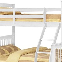 Benjara Mission Style Wooden Twin Over Full Bunk Bed With 2 Drawers, White