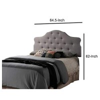 Benjara Button Tufted Queen Headboard With Arched Curved Design, Gray