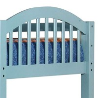 Benjara Bunk Arch Design Wooden Twin Bed With Slatted Headboard, Blue