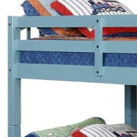 Benjara Bunk Arch Design Wooden Twin Bed With Slatted Headboard, Blue