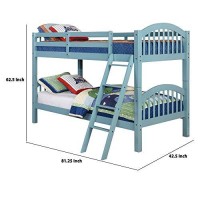 Benjara Bunk Arch Design Wooden Twin Bed With Slatted Headboard, Blue