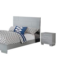 Benjara Full Contemporary 4 Piece Glossy Wooden Bedroom Set, Gray