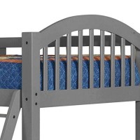 Benjara 2 Drawer Wooden Twin Bunk Bed With Slatted Arch Headboard, Gray