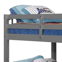 Benjara 2 Drawer Wooden Twin Bunk Bed With Slatted Arch Headboard, Gray