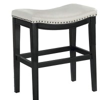Benjara Wooden Counter Height Stool, Set Of 2, Black And White