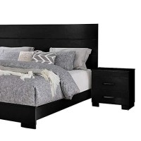 Benjara Contemporary 5 Piece Glossy Wooden Queen Bedroom Set, Black