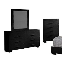 Benjara Contemporary 5 Piece Glossy Wooden Queen Bedroom Set, Black