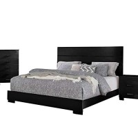 Benjara Contemporary 5 Piece Glossy Wooden Queen Bedroom Set, Black